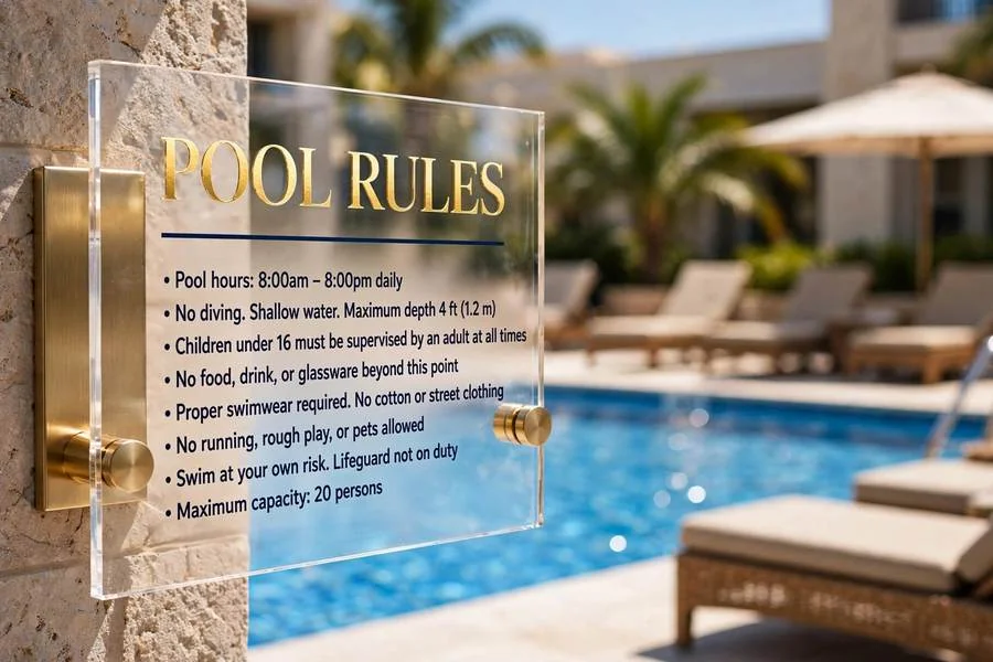 Pool Rules Signage in use