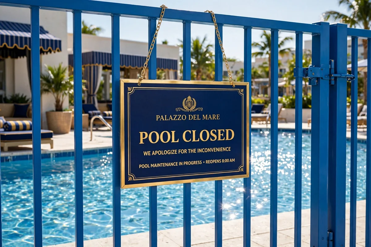 Pool Closure Signs in use