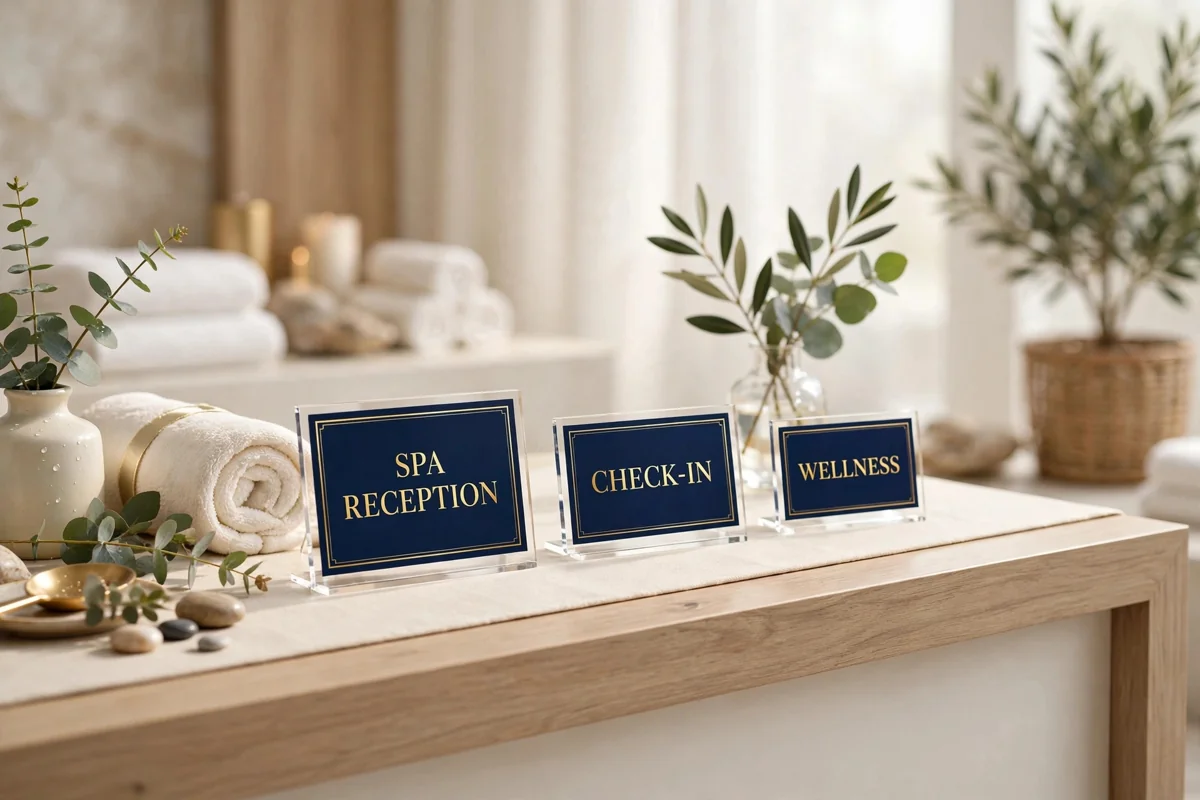 Spa Counter Signs in use