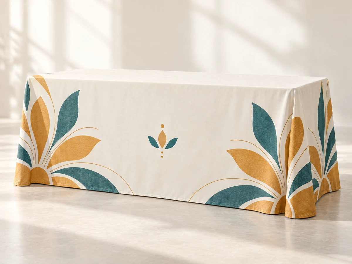 6ft Full-Color Table Throw, recreated customizable product view