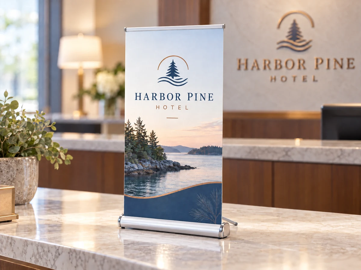 Tabletop Retractable Banner, recreated customizable product view