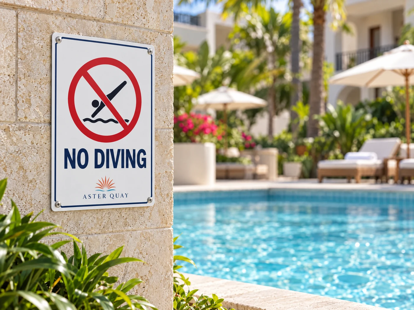 No Diving Signs - Customized for your property