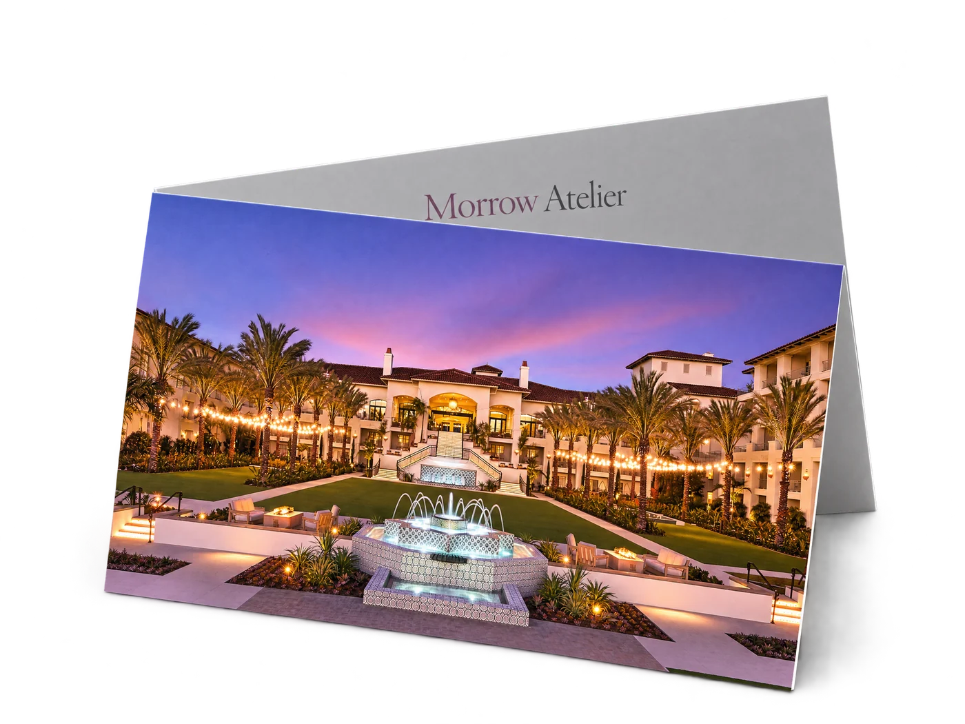 Welcome and amenity card custom-design studio example